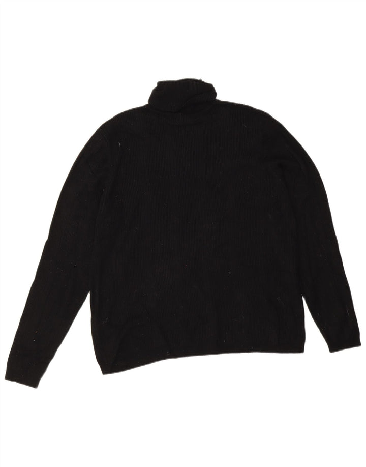 Marks & Spencer Dame Roll Neck Jumper Sweater UK 16 Large Black Viscose