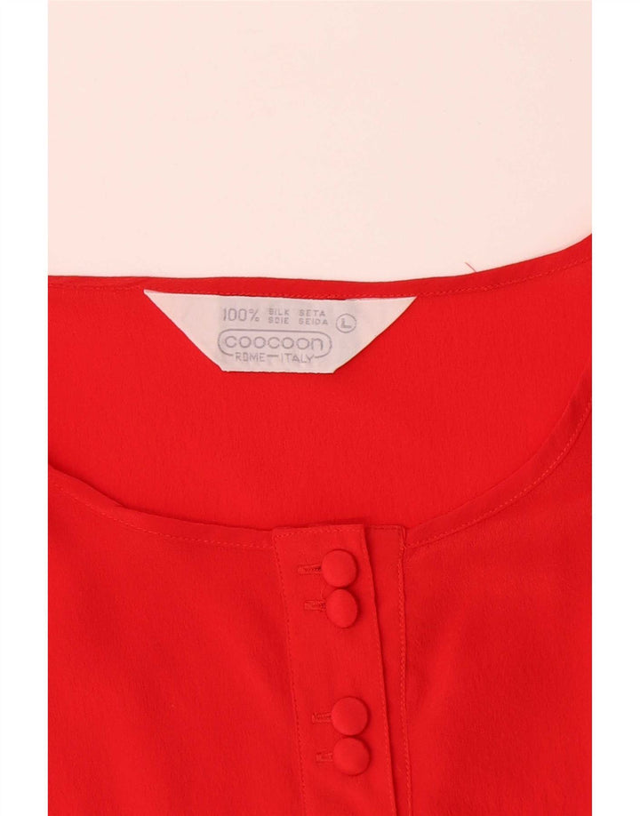 Coocoon Dame Ærmeløs bluse Top UK 16 Large Red Silk