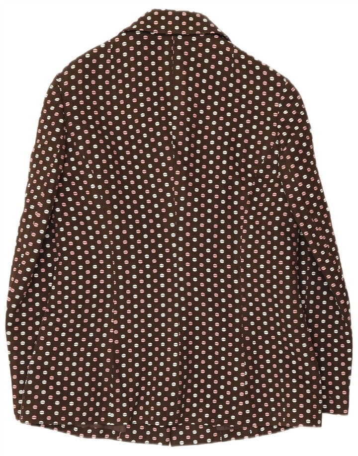Vintage kvinders 3-knap 2-delt sæt IT 48 XL Brun Polka Dot