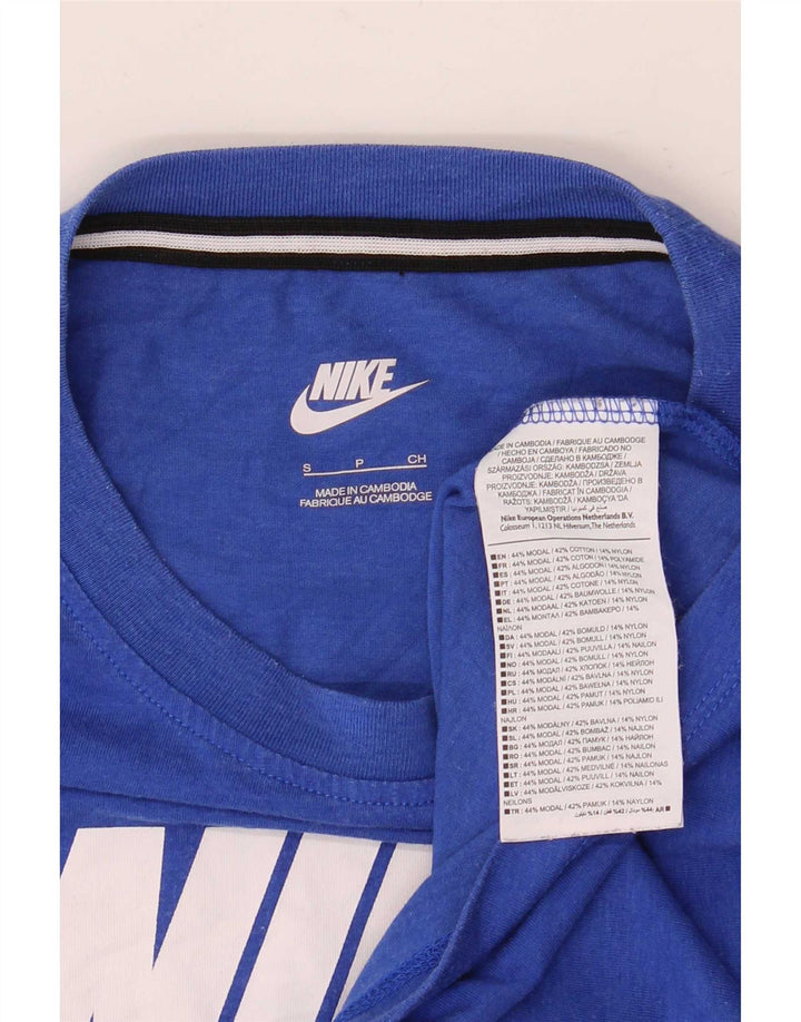 Nike Womens Crop Oversized Graphic T-Shirt Top UK 10 Small Blue Modal