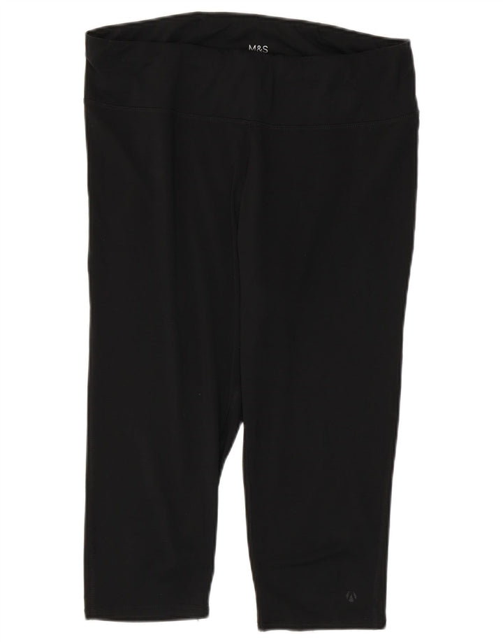 Marks & Spencer Dame Capri Leggings UK 16 Large Black Polyester Sports