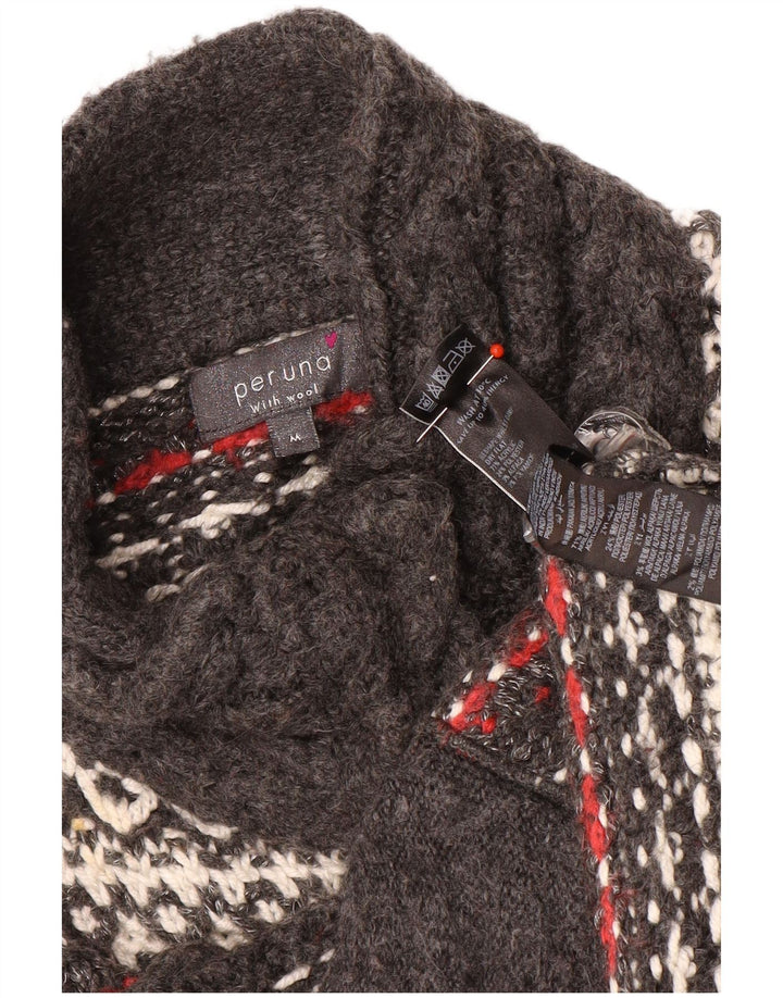 Per Una Dame Cardigan Sweater UK 14 Medium Grå Stribet Akryl