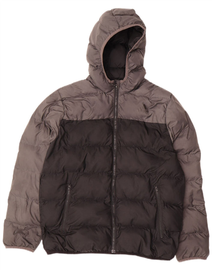 Adidas drenge hættejakke polstret 13-14 år Sort Colourblock Polyester