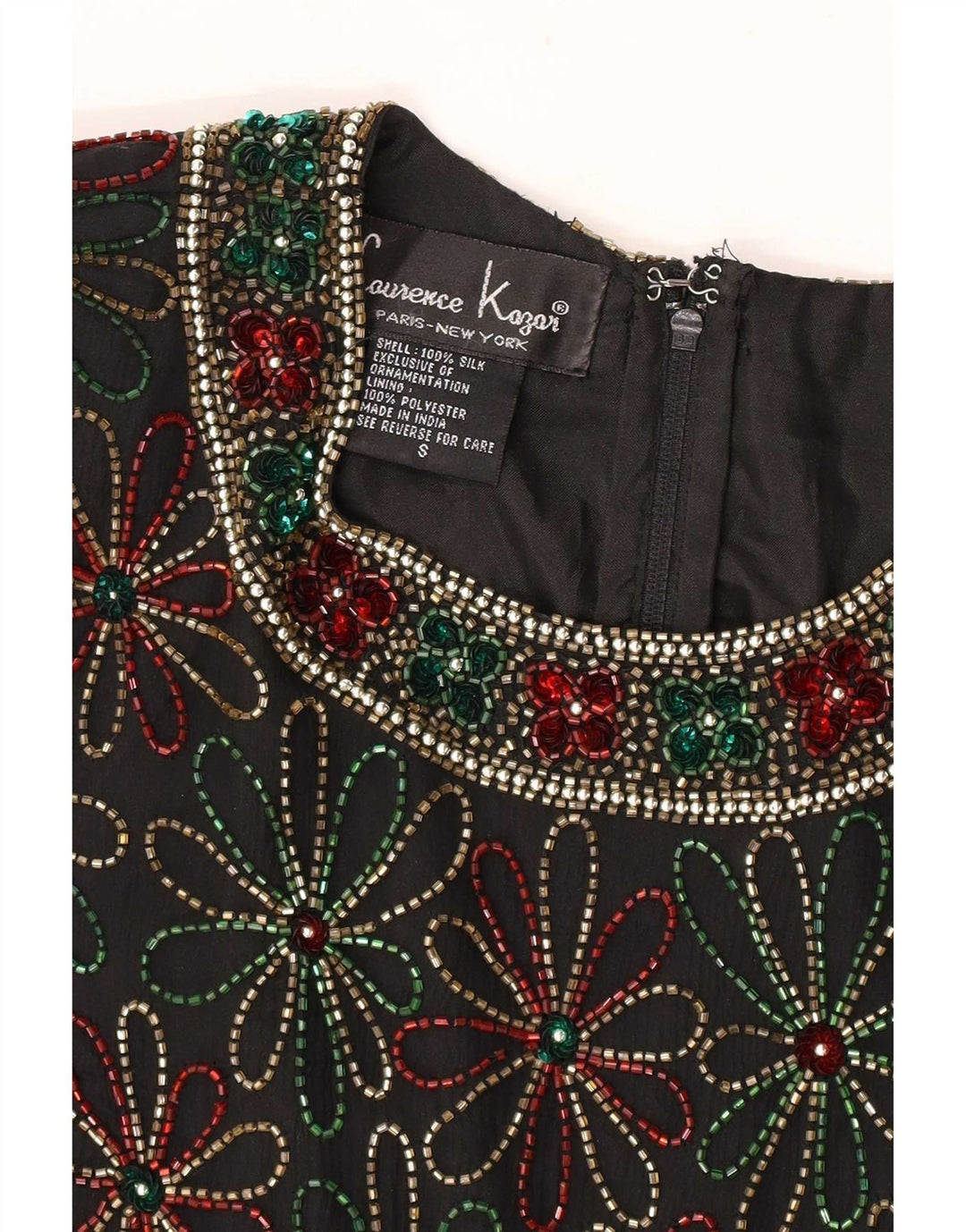 Laurence Kozar Damebluse Top UK 10 Small Black Floral Silk