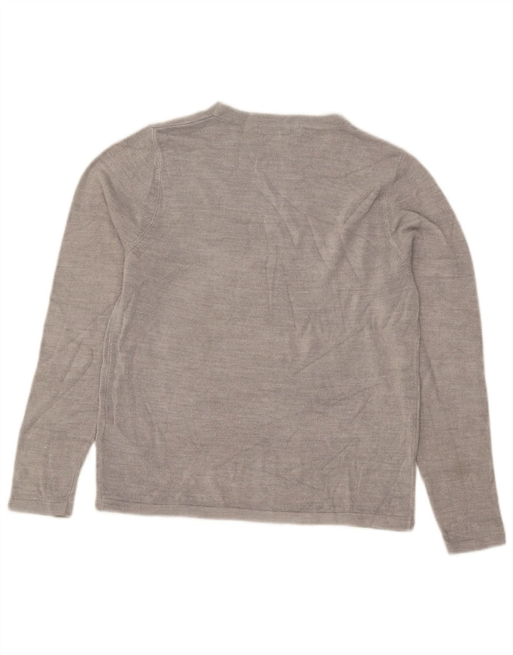 Marks & Spencer Dame Boat Neck Jumper Sweater UK 12 Medium Grå Akryl