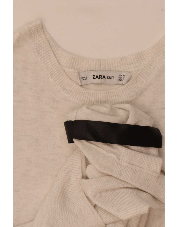 Zara Dame Vest Tank Top UK 12 Medium White Flecked