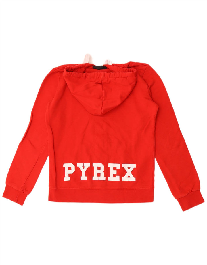 Pyrex Dame Grafisk Hættetrøje Sweater UK 14 Medium Rød Bomuld