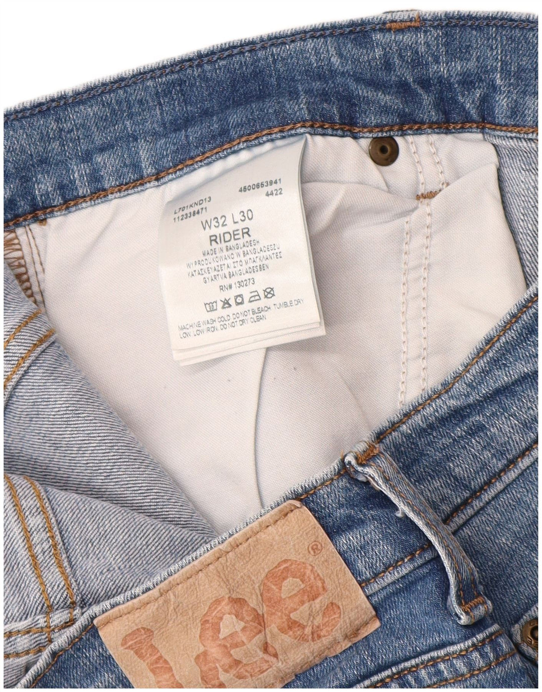 Lee Dame Rider Straight Jeans W32 L28 Blå Bomuld