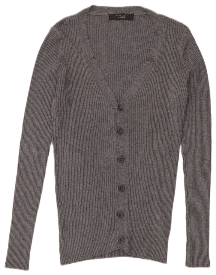 Zara Herre Cardigan Sweater Medium Grey Viscose