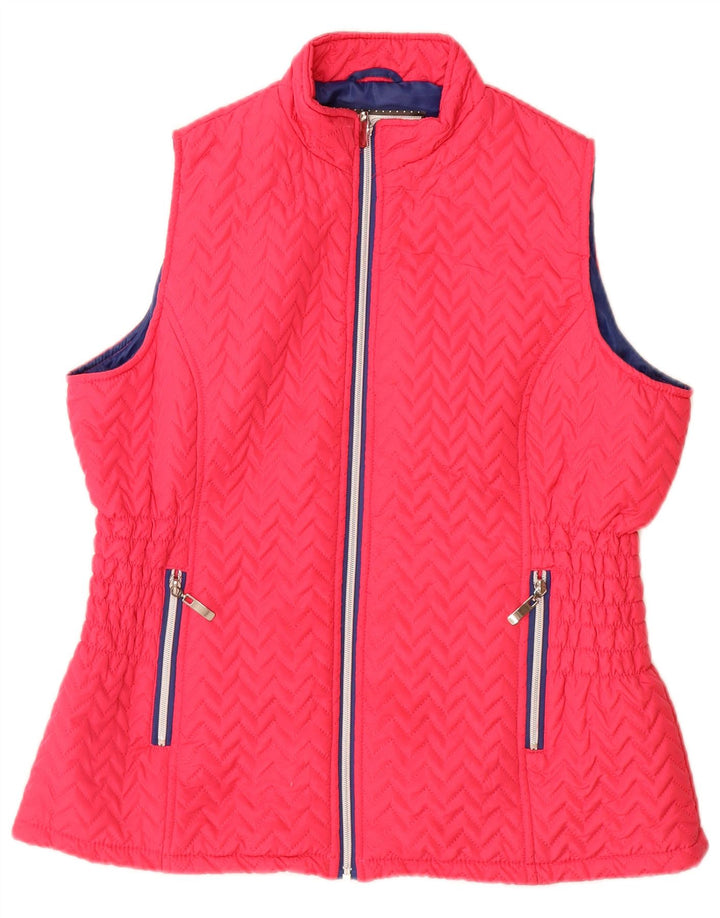 Paco Boutique Womens Quilted Gilet UK 16 Large Pink Chevron Polyester
