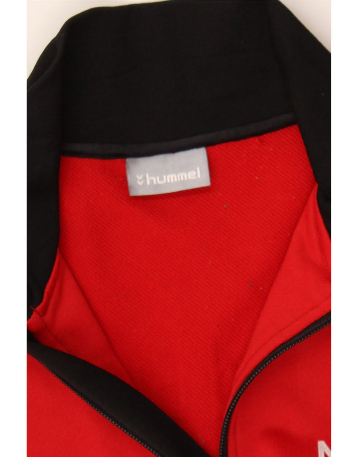 HUMMEL Mens Graphic Zip Neck Sweatshirt Jumper Medium Red Colourblock Vintage Hummel and Second-Hand Hummel from Messina Hembry 
