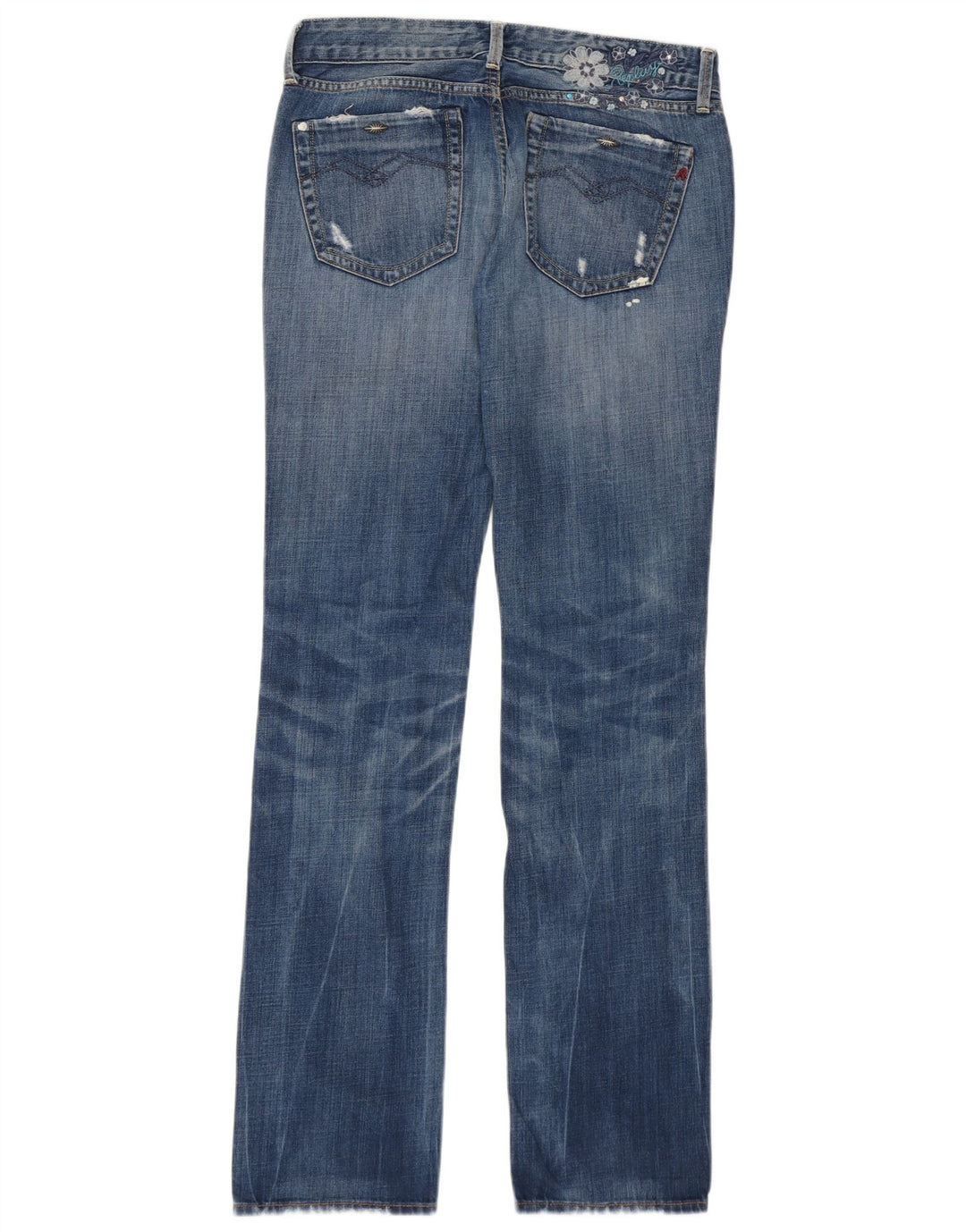 REPLAY Dame Straight Jeans W30 L34 Blue Cotton Designer
