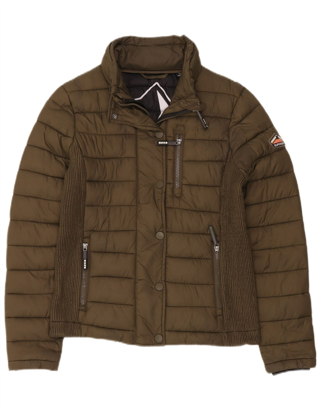 Superdry polstret jakke til kvinder UK 12 Medium Khaki Nylon