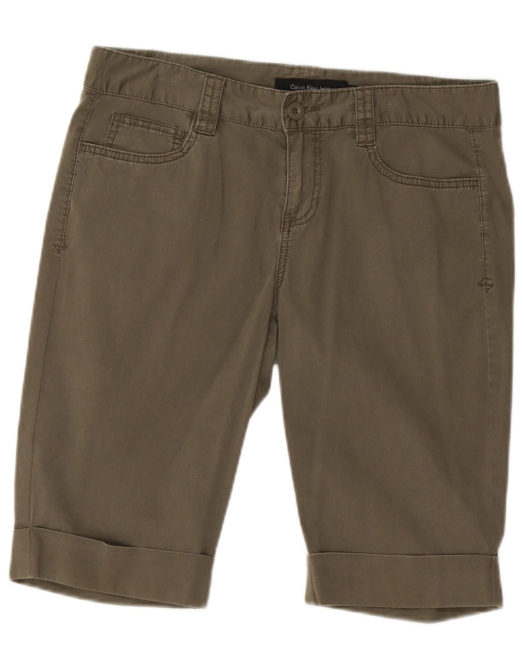 Calvin Klein Bermuda Shorts til kvinder US 8 Medium W30 Khaki Bomuld