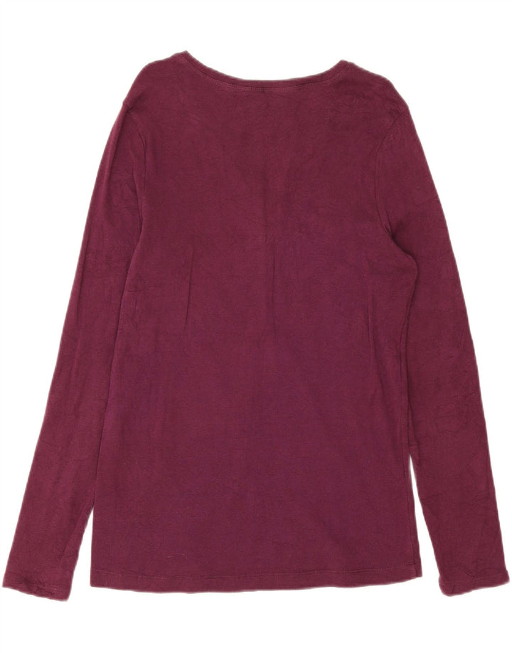 EDDIE BAUER Womens Ruffle Front Top Long Sleeve UK 16 Large Purple Cotton Vintage Eddie Bauer and Second-Hand Eddie Bauer from Messina Hembry 