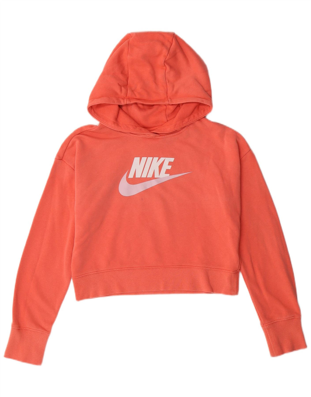 NIKE piger Crop grafisk hættetrøje trøje 12-13 år stor pink bomuld