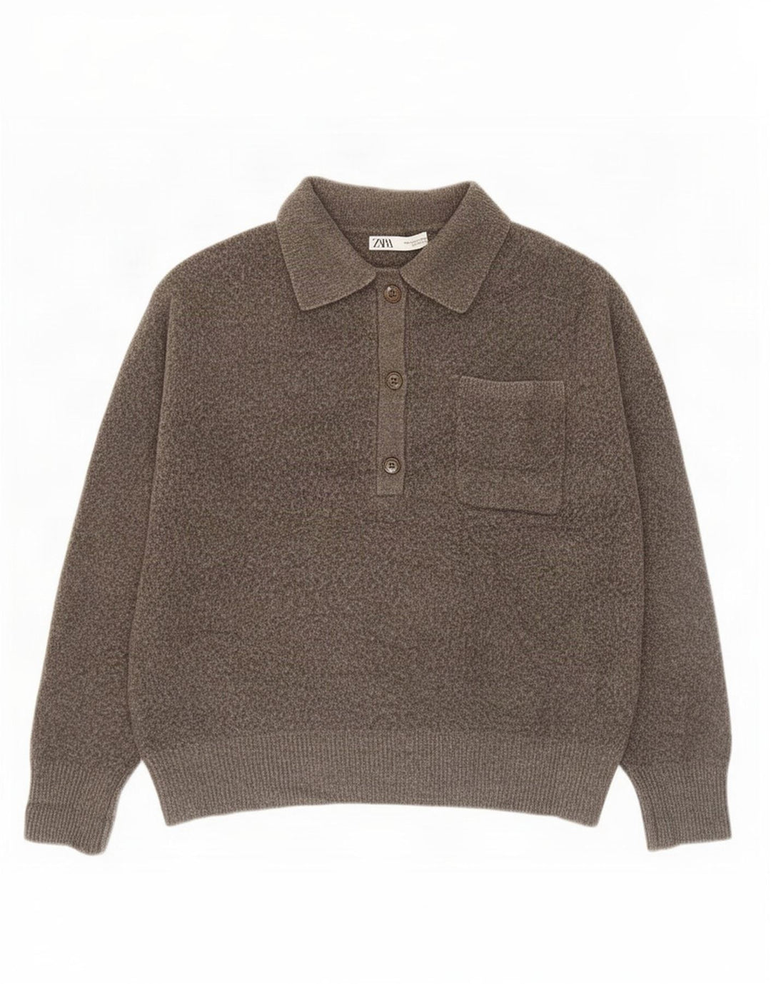 Zara Dame Polo Neck Jumper Sweater UK 16 Large Grå Polyester