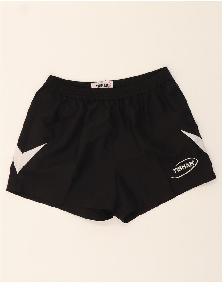 VINTAGE Womens Sport Shorts UK 14 Large  Black Colourblock Polyester Vintage Vintage and Second-Hand Vintage from Messina Hembry 