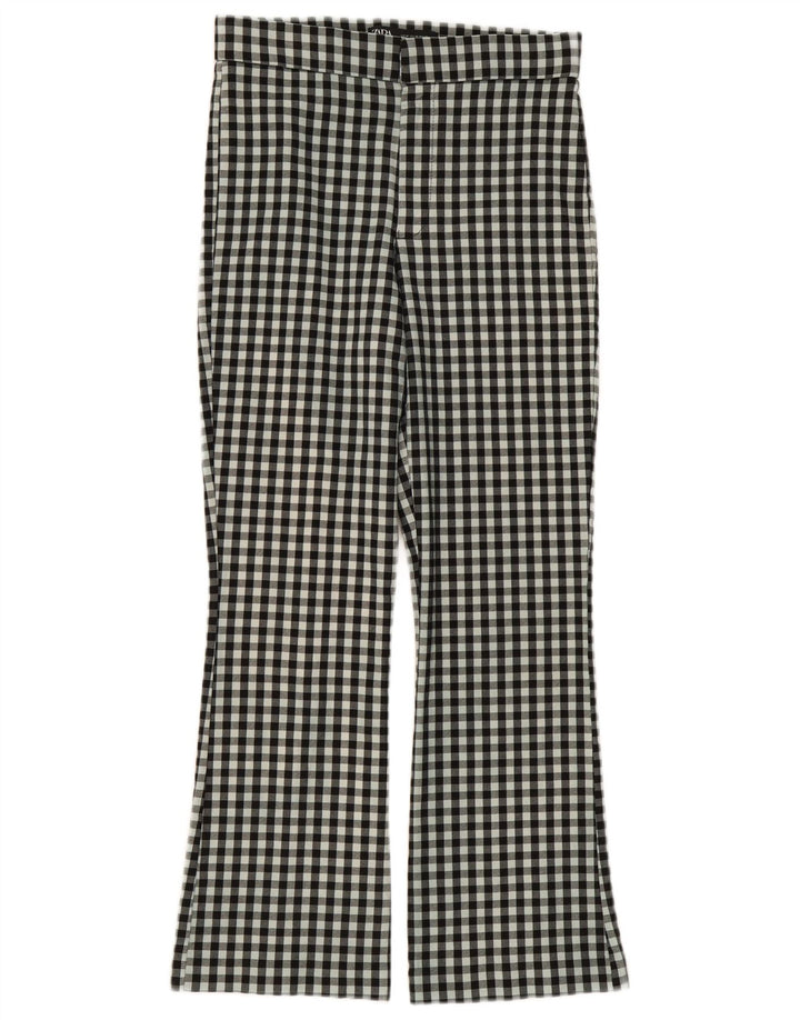 ZARA Womens Bootcut Cropped Trousers Medium W28 L25 Black Check