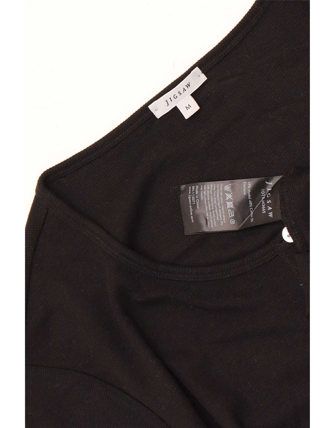 Jigsaw Dame Kortærmet Cardigan Top UK 12 Medium Sort Modal