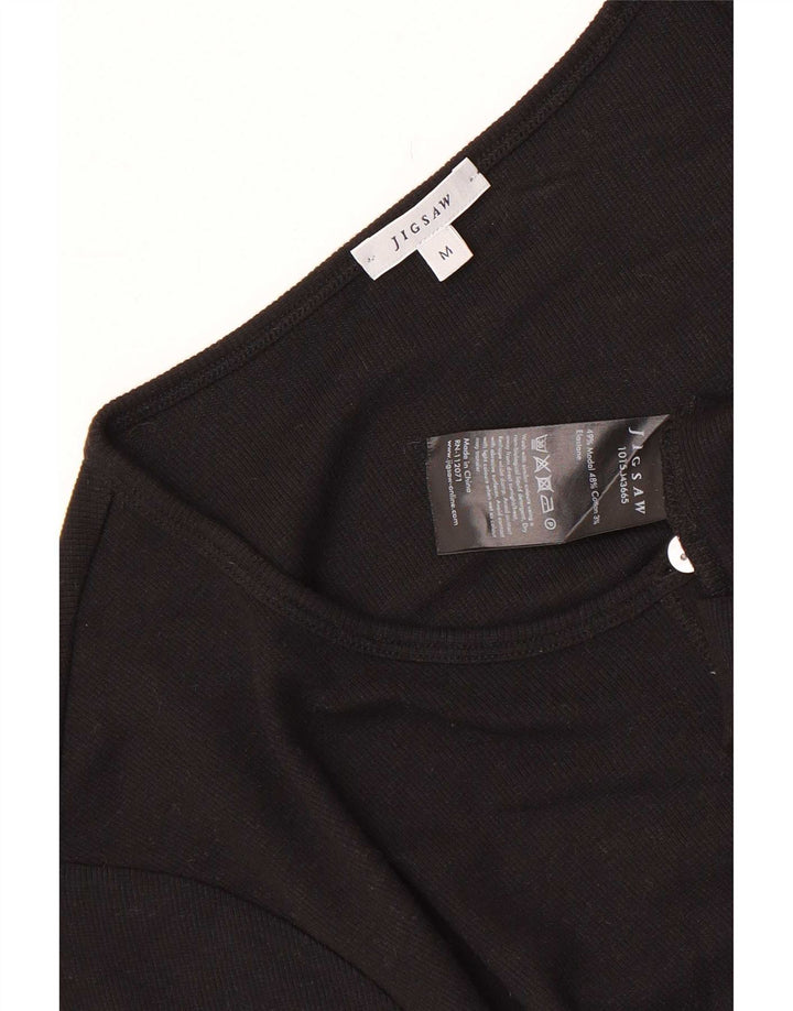 Jigsaw Dame Kortærmet Cardigan Top UK 12 Medium Sort Modal