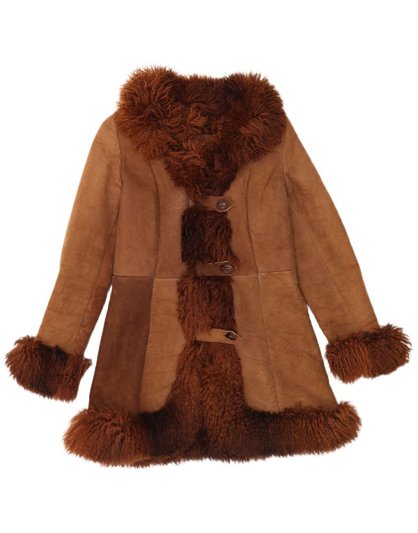 Vintage Dame Shearling Coat UK 8 Small Brown Patchwork