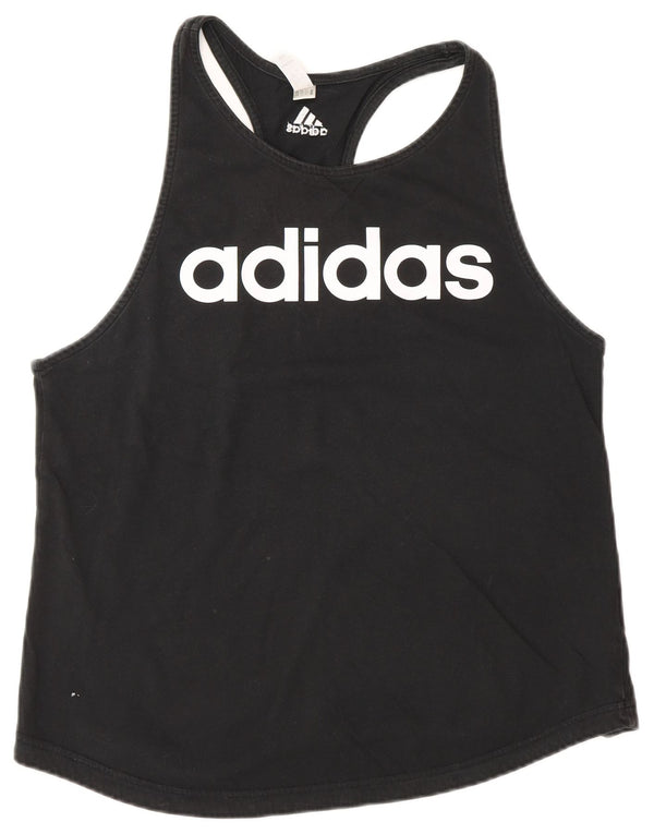 Adidas Dame Grafisk Vest Top UK 16/18 Large Black Bomuld