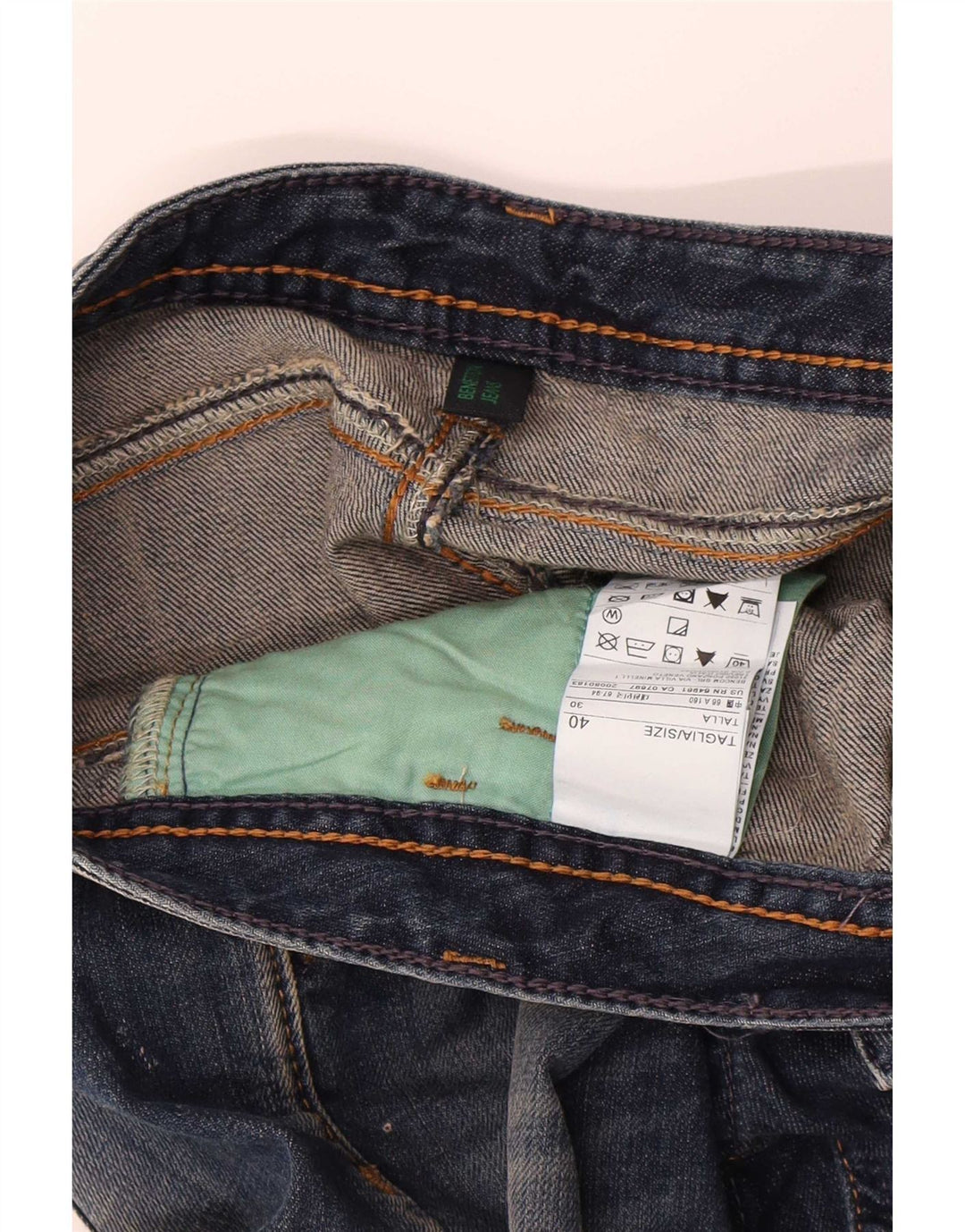 Benetton Womens Distressed Denim Shorts IT 40 Small W30 Blue Cotton