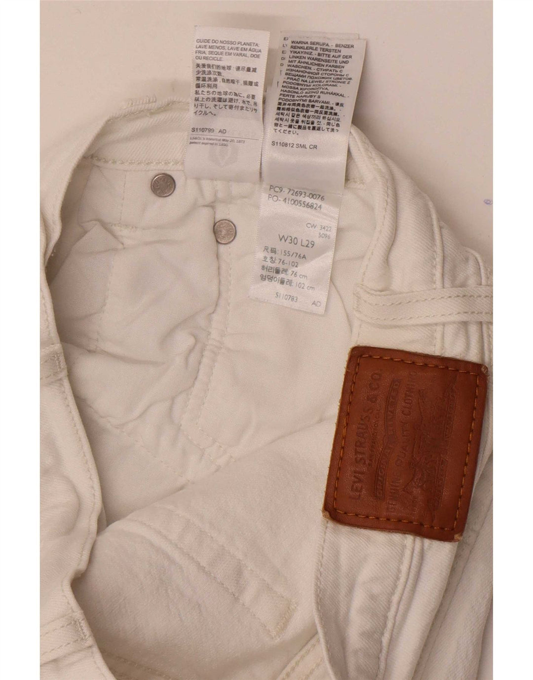 Levi's Dame Ribcage Straight Jeans W30 L29 Hvid Bomuld