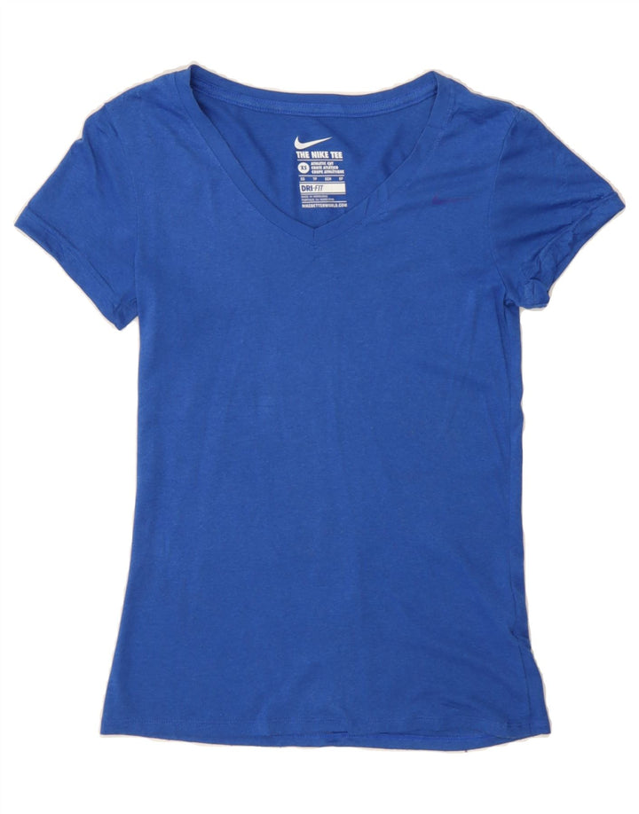 NIKE Womens Dri Fit T-Shirt Top UK 6 XS Blue Polyester Vintage Nike and Second-Hand Nike from Messina Hembry 