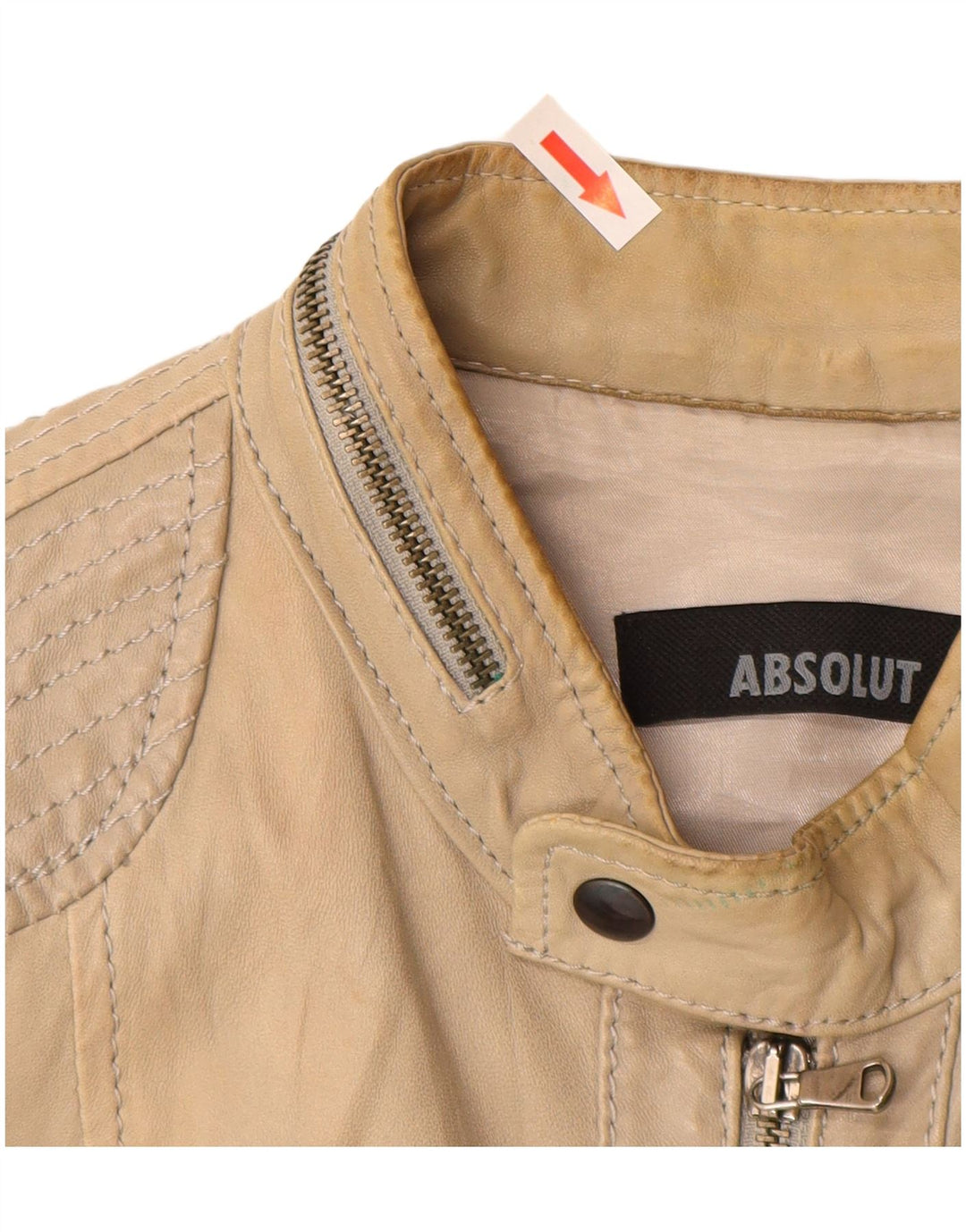 Vintage læderjakke til kvinder UK 16 Stort beige læder