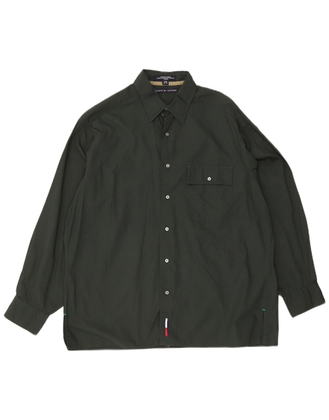 Tommy Hilfiger Herreskjorte Størrelse 15 1/2 Medium Grøn Bomuld