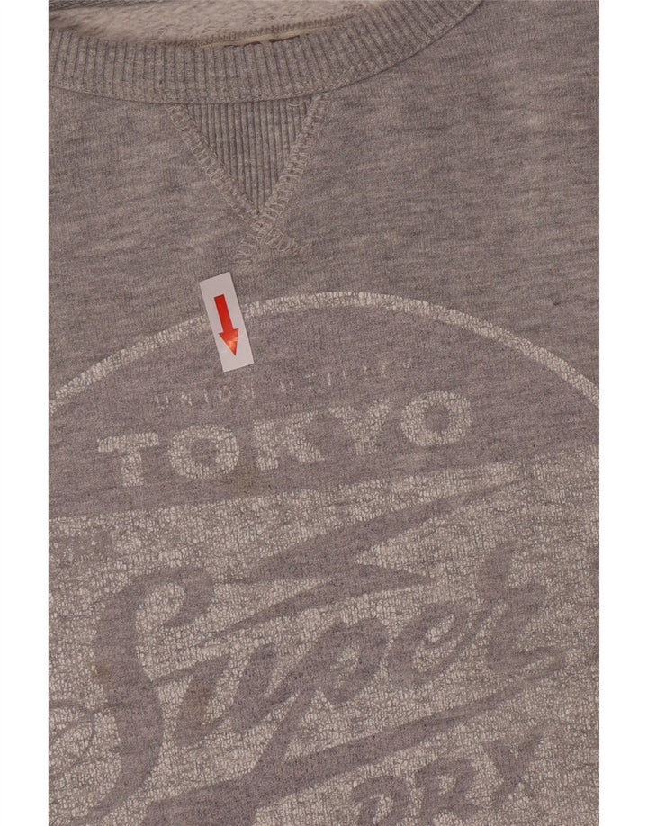 Superdry grafisk sweatshirt til mænd, lille grå flækket bomuld