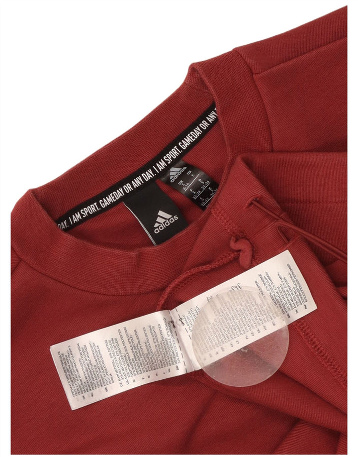 Adidas Womens Crop Oversized Sweatshirt Jumper UK 8/10 Small Burgundy