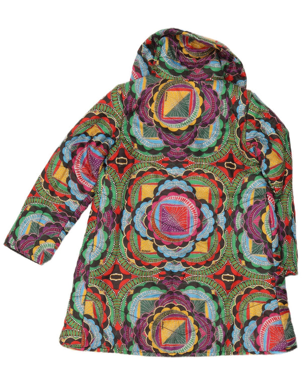 Desigual polstret jakke til kvinder UK 10 Lille flerfarvet geometrisk polyester