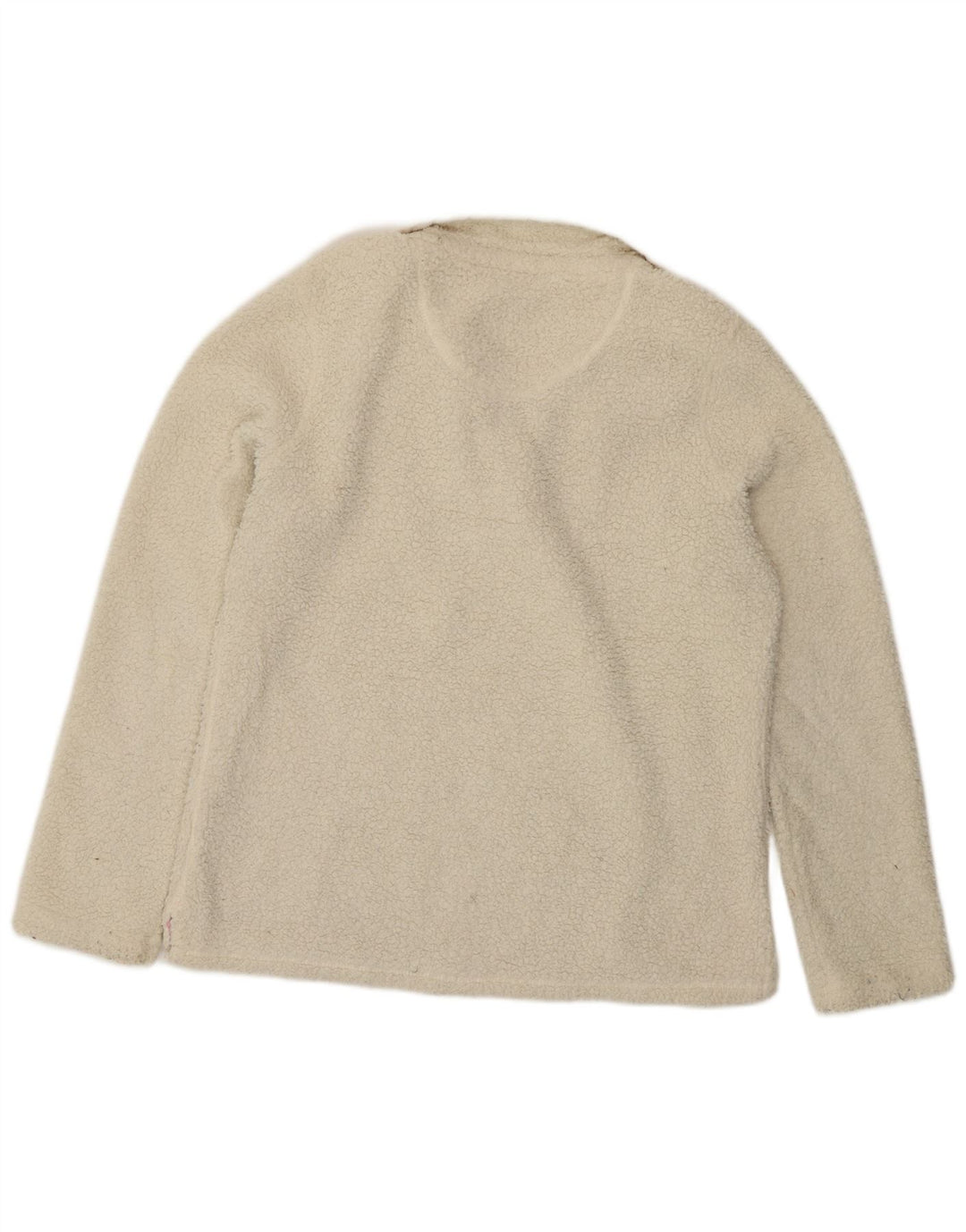 Besætningstøj Dame Button Neck Fleece Jumper UK 14 Large White Polyester