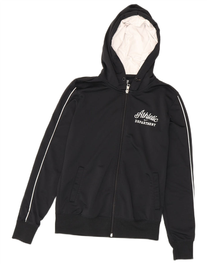 Nike hættetrøje til kvinder med grafisk lynlås UK 12 Medium Sort polyester