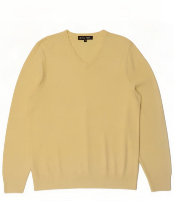 Marks & Spencer Herre V-hals sweater Medium Gul Akryl