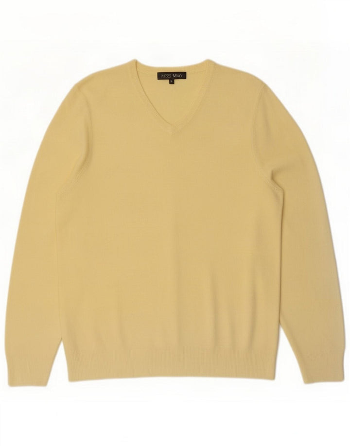 Marks & Spencer Herre V-hals sweater Medium Gul Akryl