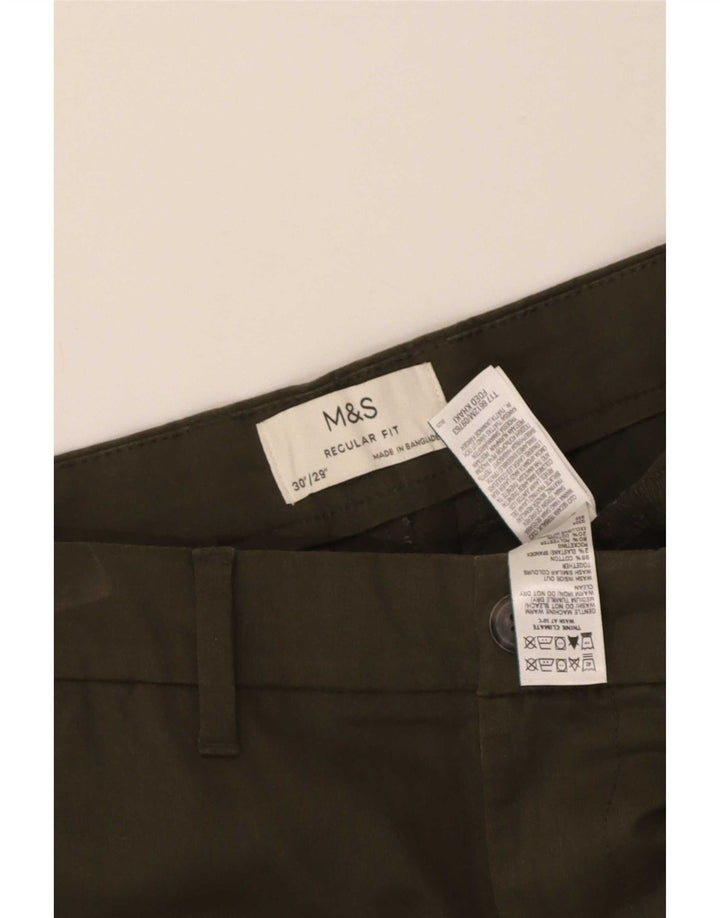 Marks & Spencer Herre Regular Fit Chino Bukser W30 L28 Khaki Bomuld