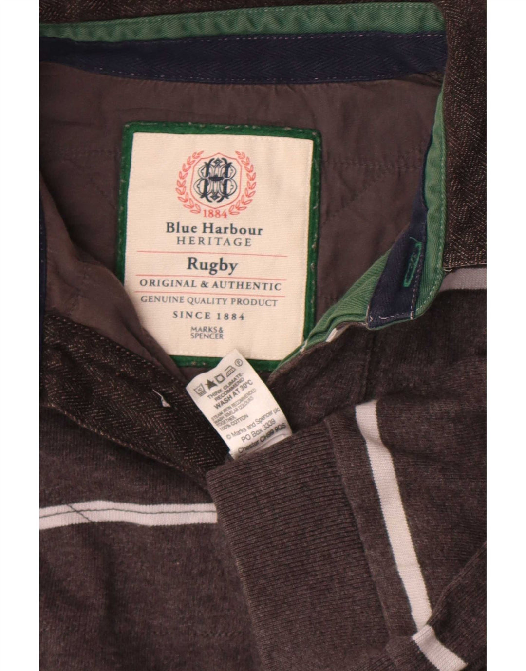 Marks & Spencer Herre Blue Harbor Rugby Polo Shirt Medium Grå Stribet