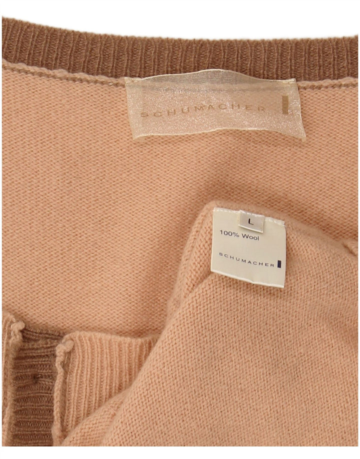 SCHUMACHER Womens Crop Ærmeløs cardigantrøje UK 14 Large Pink Uld