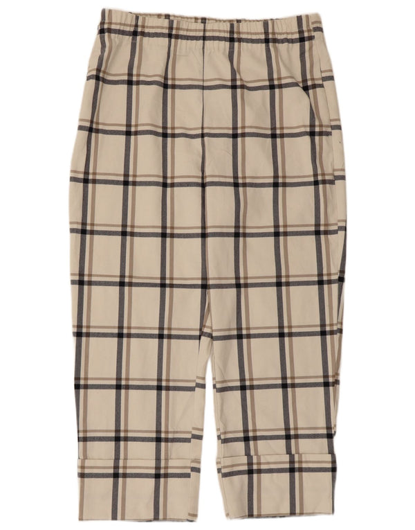 Zara Womens Cropped Trousers XL W32 L24 Hvid ternet polyester
