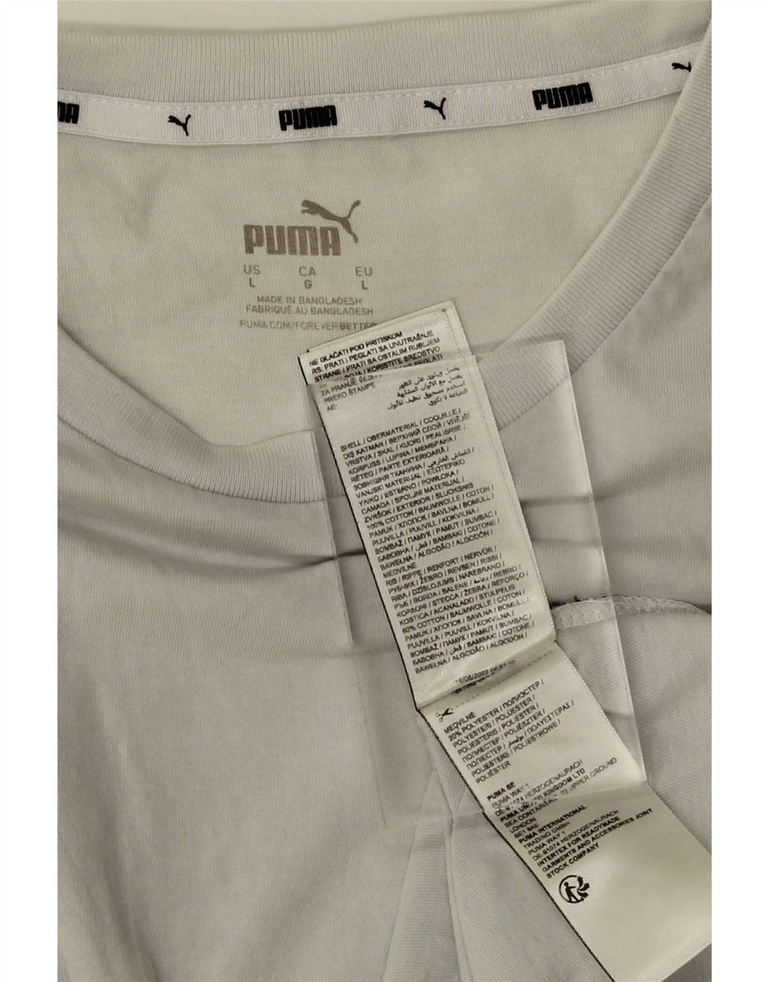 PUMA Mens Graphic T-Shirt Top Large White Colourblock Cotton Vintage Puma and Second-Hand Puma from Messina Hembry 