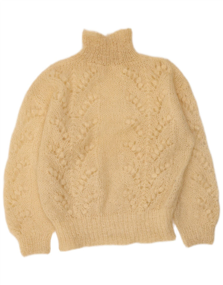 Vintage Dame Turtle Neck Jumper Sweater UK 14 Large Beige