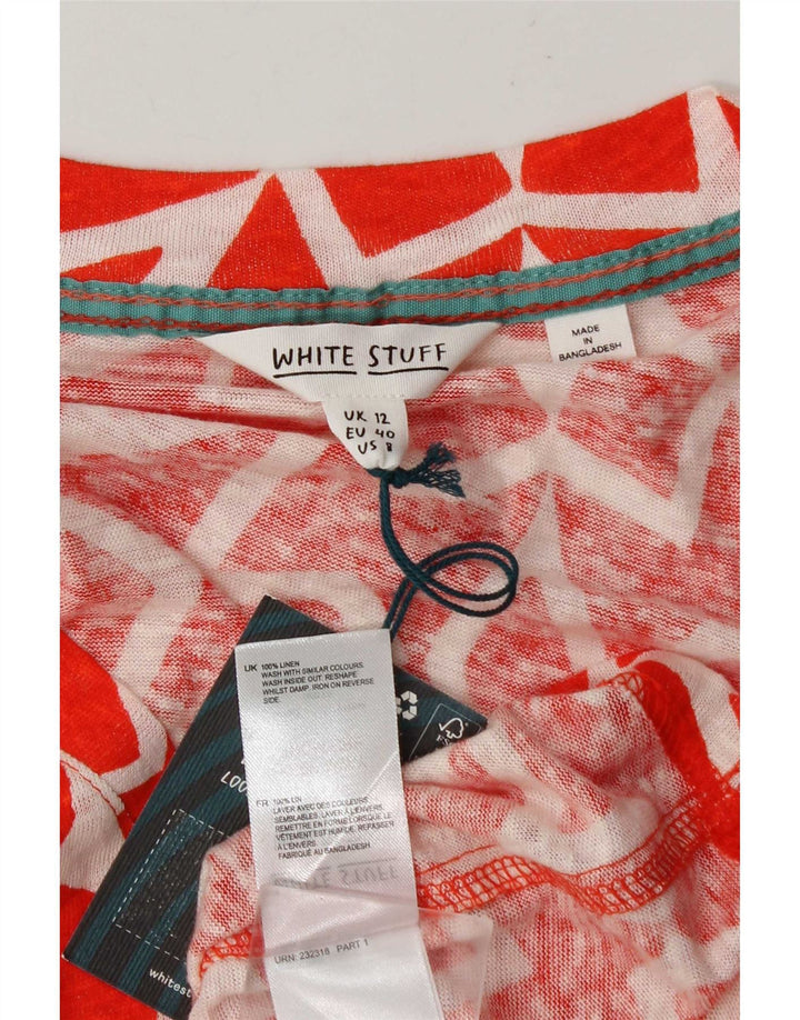 White Stuff Damebluse Top UK 12 Medium Rød Geometrisk Linned