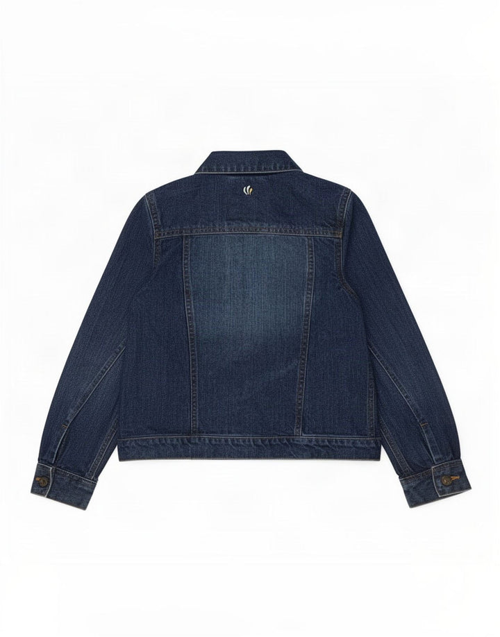 Fat Face piger denimjakke 9-10 år blå bomuldssommerfugl