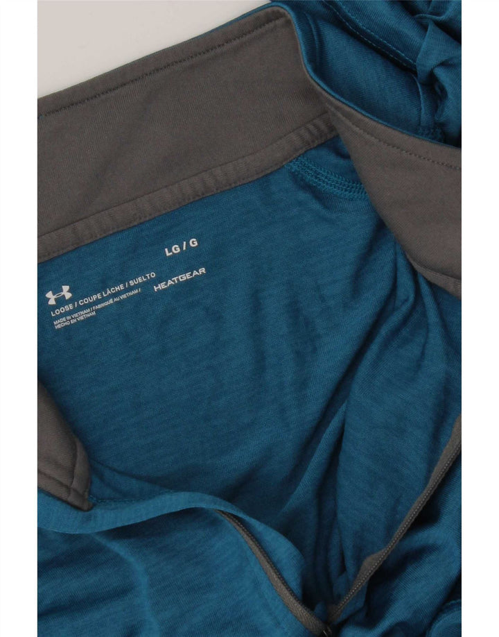 Under Armour Herre Heat Gear Zip Neck Pullover Træningsdragt Top Stor Blå