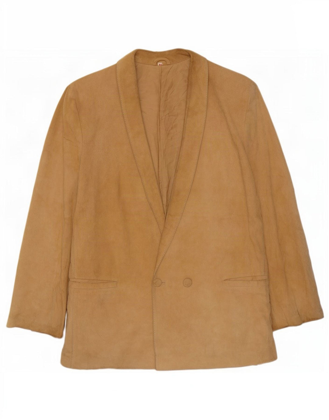 Vintage Dame Dobbeltradet Ruskind Blazer Jacket IT 44 Medium Beige