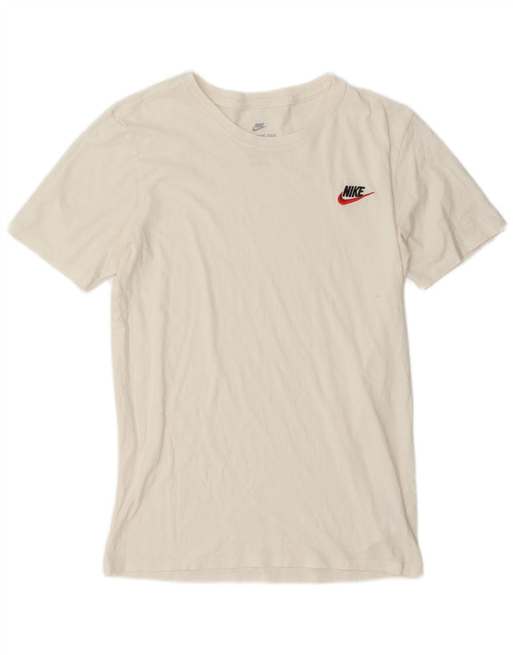 Nike T-shirt med atletisk snit til mænd, lille hvid bomuld